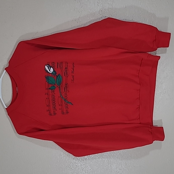 Vintage Seattle Washinton Rose Sheet Music Jerzees red vacation sweatshirt Large - Picture 1 of 6